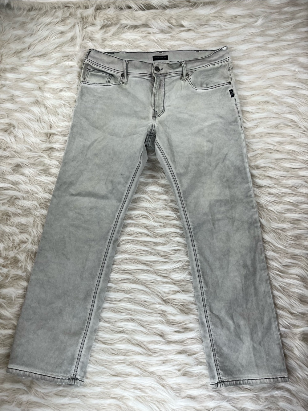 Silver Y2K Eddie Jeans Men's 38x31 Mid Rise Relaxed Fit White